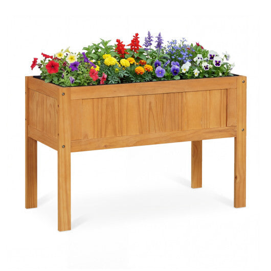Wood Raised Garden Bed Elevated Planter Box with Bed Liner and Drainage Holes for Vegetables Flowers Herbs-Orange W2B