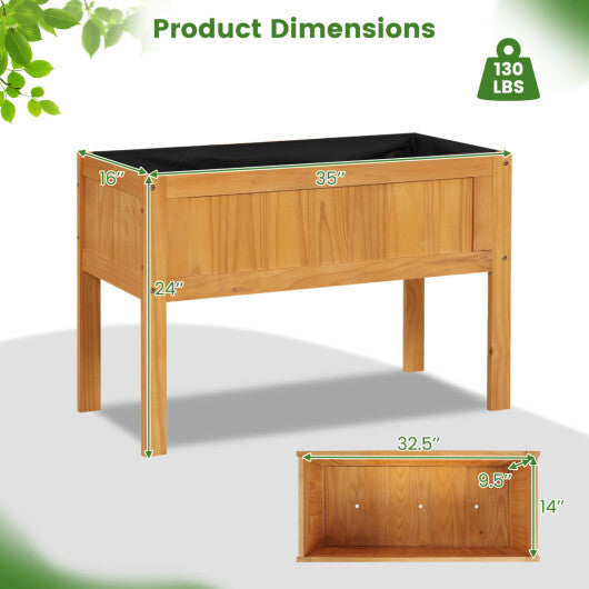 Wood Raised Garden Bed Elevated Planter Box with Bed Liner and Drainage Holes for Vegetables Flowers Herbs-Orange W2B