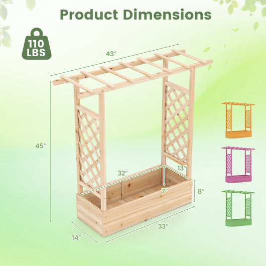 45 inch Tall Wooden Raised Garden Bed with Side Trellis and Hanging Roof-Orange W2B