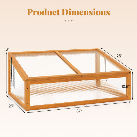 Wood Cold Frame Greenhouse Raised Planter Bed Protection with Transparent Flip-top Roof-Orange W2B
