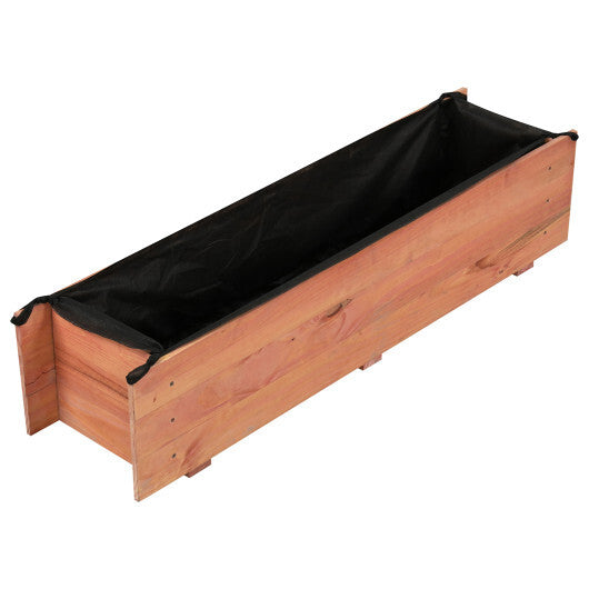 Wooden Raised Garden Bed with Drainage Holes and Liner Elevated Rectangular Planter Box-Orange W2B