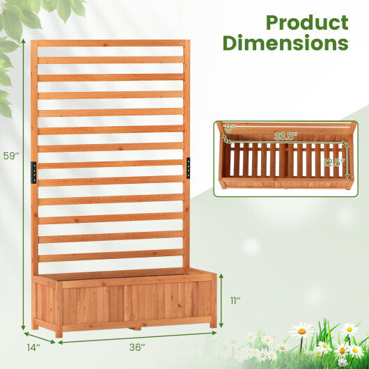 Wooden Raised Garden Bed 59 Inch Tall Elevated Planter Box with Vertical Trellis-Orange W2B