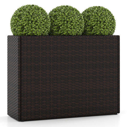24 Inch Tall Raised Garden Bed All-Weather PE Rattan Wicker Flowerpot with Liner W2B