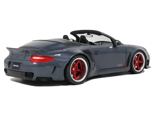 Porsche 911 LB-Works Alpha 9 Gray with Black Hood 1/18 Model Car by GT Spirit-1