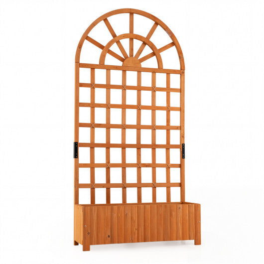 Wooden Raised Garden Bed with Trellis 71" Outdoor Planter Box Privacy Screen-Natural W2B