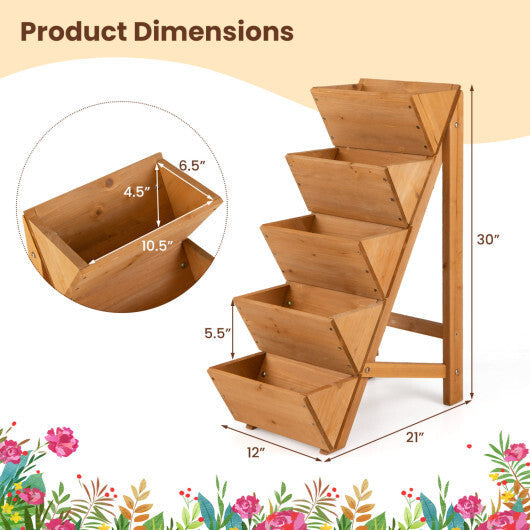 5-tier Vertical Raised Garden Bed Wood Elevated Planter Box with Legs-Orange W2B