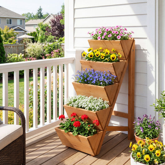 5-tier Vertical Raised Garden Bed Wood Elevated Planter Box with Legs-Orange W2B