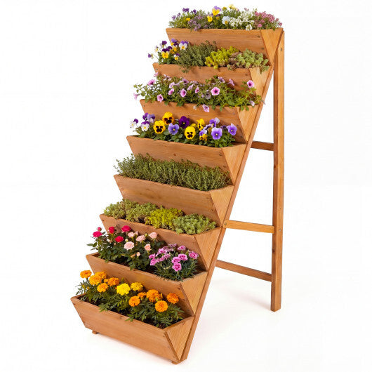 8-tier Vertical Raised Garden Bed Wood Elevated Planter Box with Legs-Orange W2B