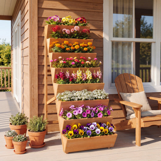 8-tier Vertical Raised Garden Bed Wood Elevated Planter Box with Legs-Orange W2B