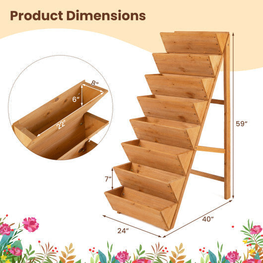 8-tier Vertical Raised Garden Bed Wood Elevated Planter Box with Legs-Orange W2B