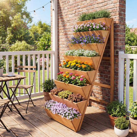 8-tier Vertical Raised Garden Bed Wood Elevated Planter Box with Legs-Orange W2B