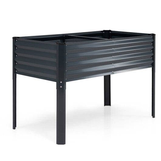 Galvanized Raised Garden Bed with Legs 46" x 24" x 31" Metal Elevated Planter Box-Gray W2B