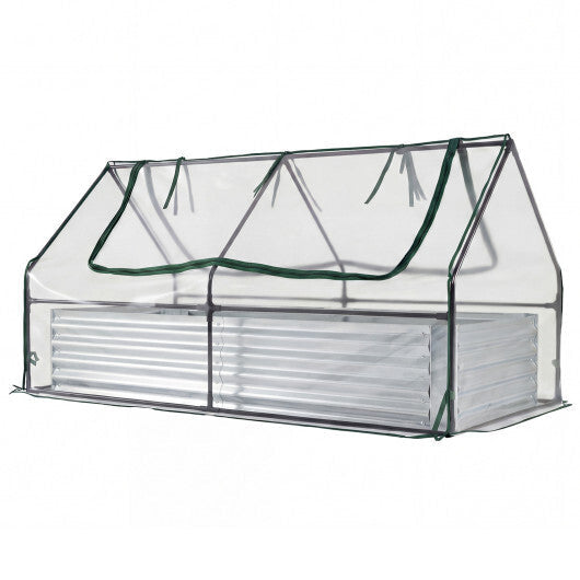 69 x 33 x 12 Inch Galvanized Raised Garden Bed with Cover-Black W2B