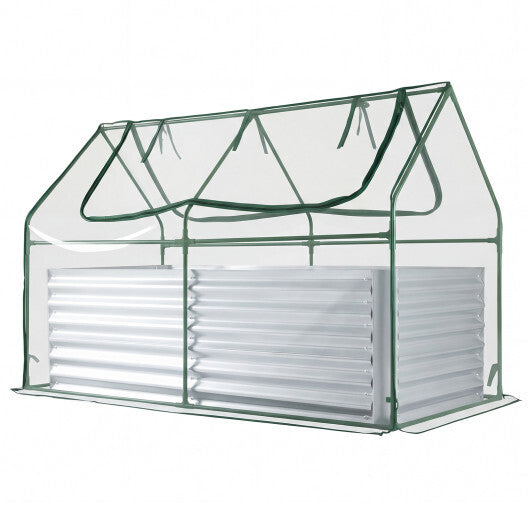 68 x 33 x 21 Inch Galvanized Raised Garden Bed with Cover-Silver W2B