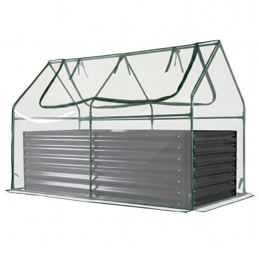 68 x 33 x 21 Inch Galvanized Raised Garden Bed with Cover-Silver W2B