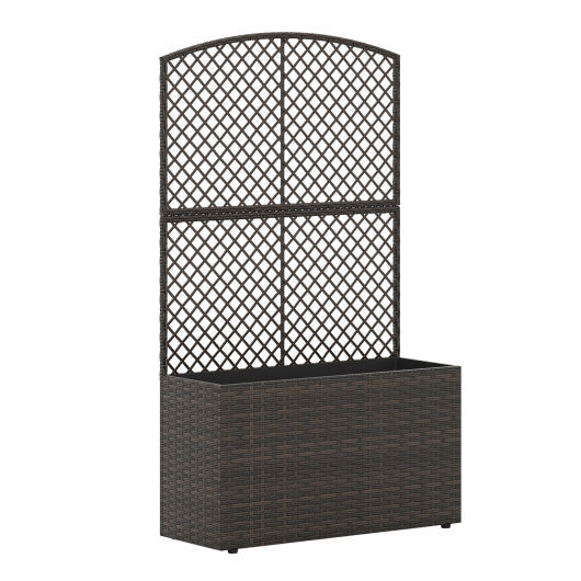 49 Inch Raised Garden Bed with Trellis and Wicker Planter Box-Brown W2B