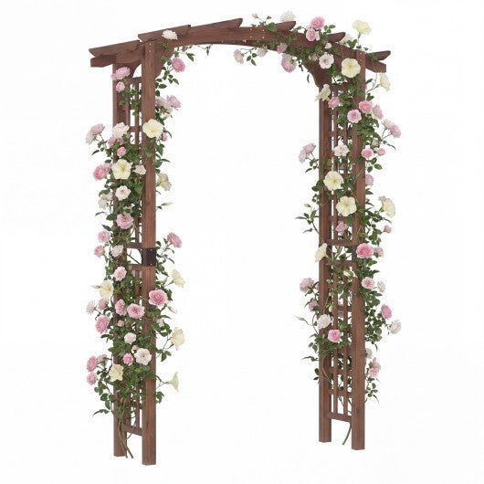 7.5 Ft Garden Arch Wooden Arbor Outdoor Wood Trellis for Climbing Plants-Rustic Brown W2B