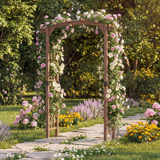 7.5 Ft Garden Arch Wooden Arbor Outdoor Wood Trellis for Climbing Plants-Rustic Brown W2B
