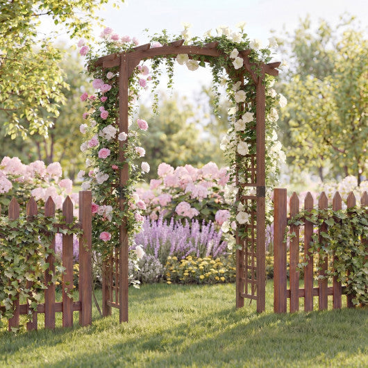 7.5 Ft Garden Arch Wooden Arbor Outdoor Wood Trellis for Climbing Plants-Rustic Brown W2B