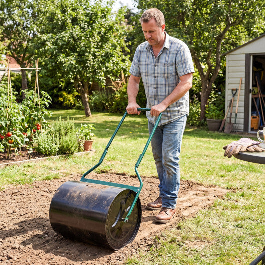 Lawn Roller 16 Gallon Water/Sand Filled Garden Drum Roller with Leak-proof Inlet W2B