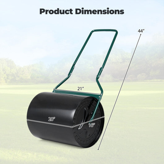 Lawn Roller 16 Gallon Water/Sand Filled Garden Drum Roller with Leak-proof Inlet W2B