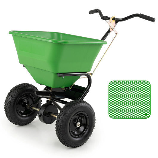 66 LBS Walk-Behind Broadcast Spreader with 13 Inch All-Terrain Tires-Black W2B