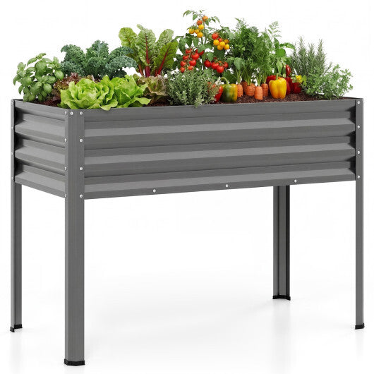 Raised Garden Bed with Legs Electro-Coating Metal Large Elevated Planter Box-Grey W2B