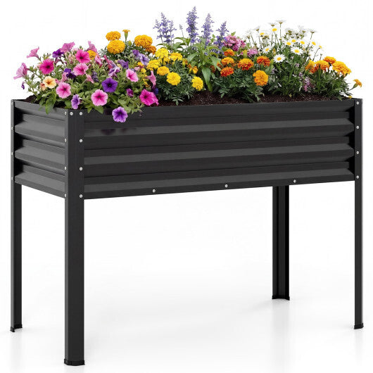 Raised Garden Bed with Legs Electro-Coating Metal Large Elevated Planter Box-Grey W2B
