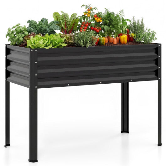 Raised Garden Bed with Legs Electro-Coating Metal Large Elevated Planter Box-Grey W2B