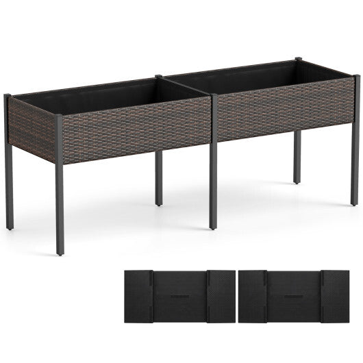 Raised Garden Bed with Legs and Removable Liner for Vegetables Herbs Patio-Brown W2B