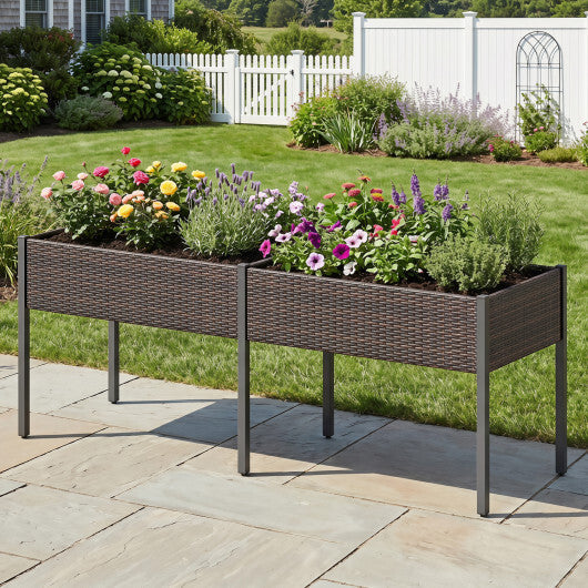 Raised Garden Bed with Legs and Removable Liner for Vegetables Herbs Patio-Brown W2B