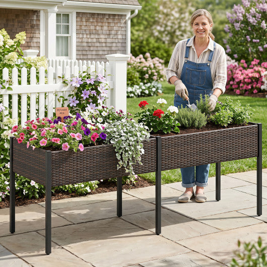 Raised Garden Bed with Legs and Removable Liner for Vegetables Herbs Patio-Brown W2B