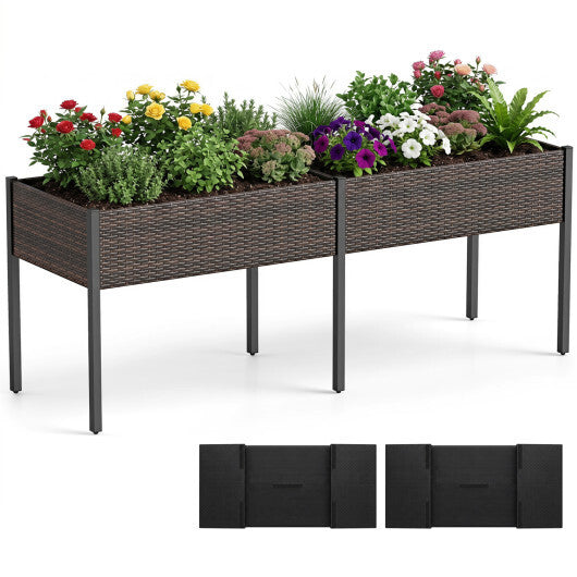 Raised Garden Bed with Legs and Removable Liner for Vegetables Herbs Patio-Brown W2B