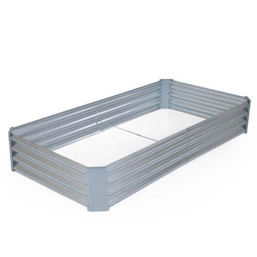 4 x 2 x 2 FT Galvanized Raised Garden Bed Rectangular Galvanized Metal Planter Box-Silver W2B