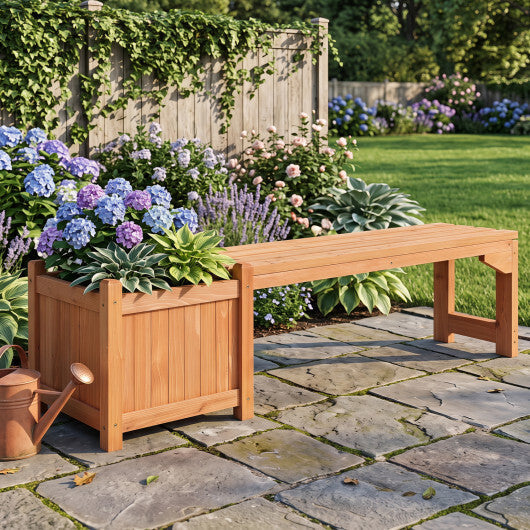 2-in-1 Outdoor Bench with Raised Garden Bed with Spacious Seat and Detachable Bottom Plates-1 Piece W2B
