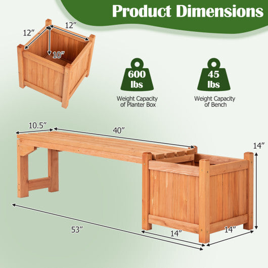 2-in-1 Outdoor Bench with Raised Garden Bed with Spacious Seat and Detachable Bottom Plates-1 Piece W2B