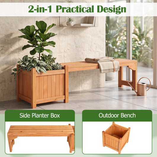 2-in-1 Outdoor Bench with Raised Garden Bed with Spacious Seat and Detachable Bottom Plates-1 Piece W2B