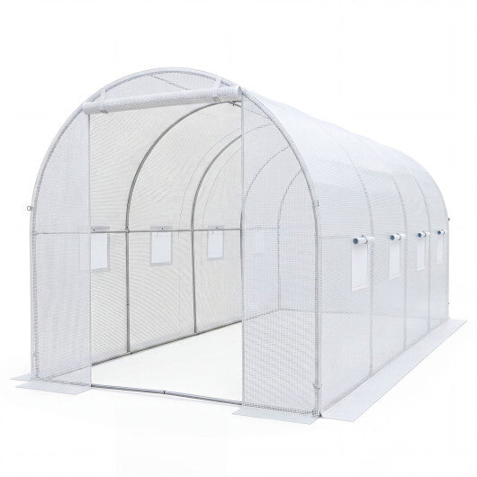 15 x 7 x 7 ft Walk-in Tunnel Greenhouse for Outdoors-White W2B