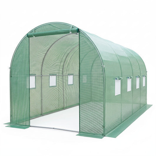 15 x 7 x 7 ft Walk-in Tunnel Greenhouse for Outdoors-White W2B