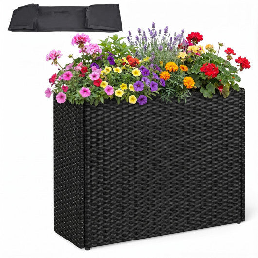 Raised Garden Bed All-Weather PE Rattan Wicker Flowerpot with Liner W2B