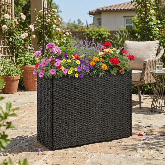 Raised Garden Bed All-Weather PE Rattan Wicker Flowerpot with Liner W2B
