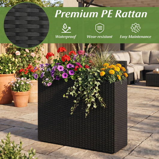Raised Garden Bed All-Weather PE Rattan Wicker Flowerpot with Liner W2B