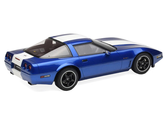 1996 Chevrolet Corvette C4 Grand Sport Blue Metallic with White Stripe 1/18 Model Car by GT Spirit GT Spirit