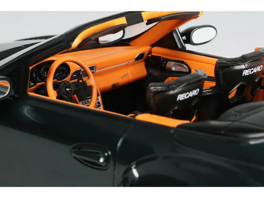 2024 Porsche 911 (997) Old & New Tokyo Auto Salon Cabriolet Dark Green Metallic with Orange Interior 1/18 Model Car by GT Spirit GT Spirit