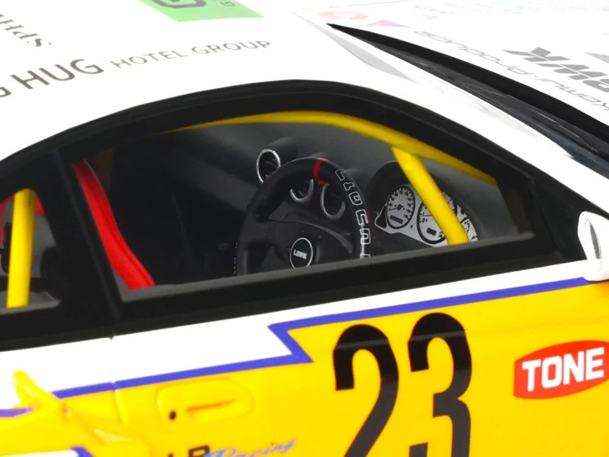2021 Nissan Silvia (S15) LB-Super Silhouette RHD (Right Hand Drive) #23 White with Yellow Stripes 1/18 Model Car by GT Spirit GT Spirit