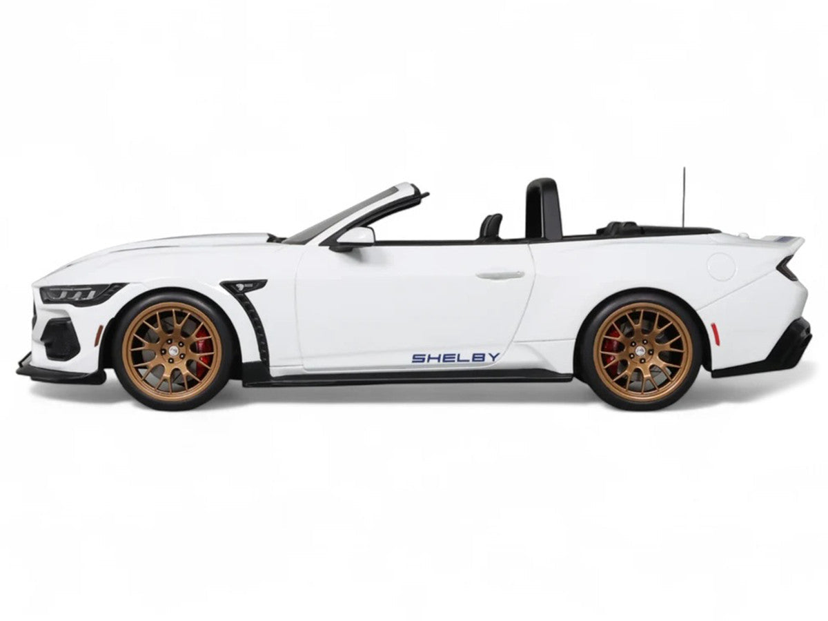 2025 Shelby Mustang Supersnake Convertible White with Blue Stripes 1/18 Model Car by GT Spirit GT Spirit