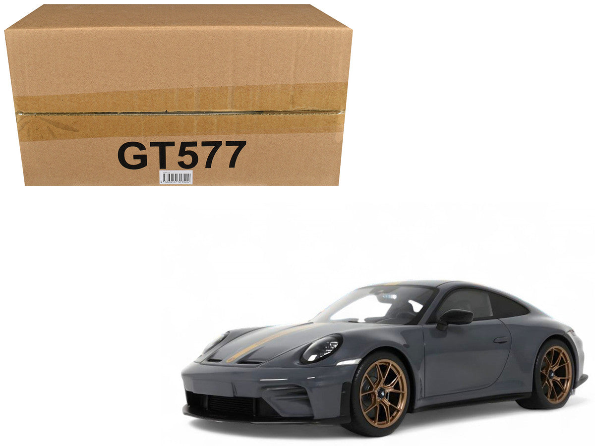 2025 Porsche 911 (992.2) GT3 Touring Gray with Gold Stripe 1/18 Model Car by GT Spirit GT Spirit