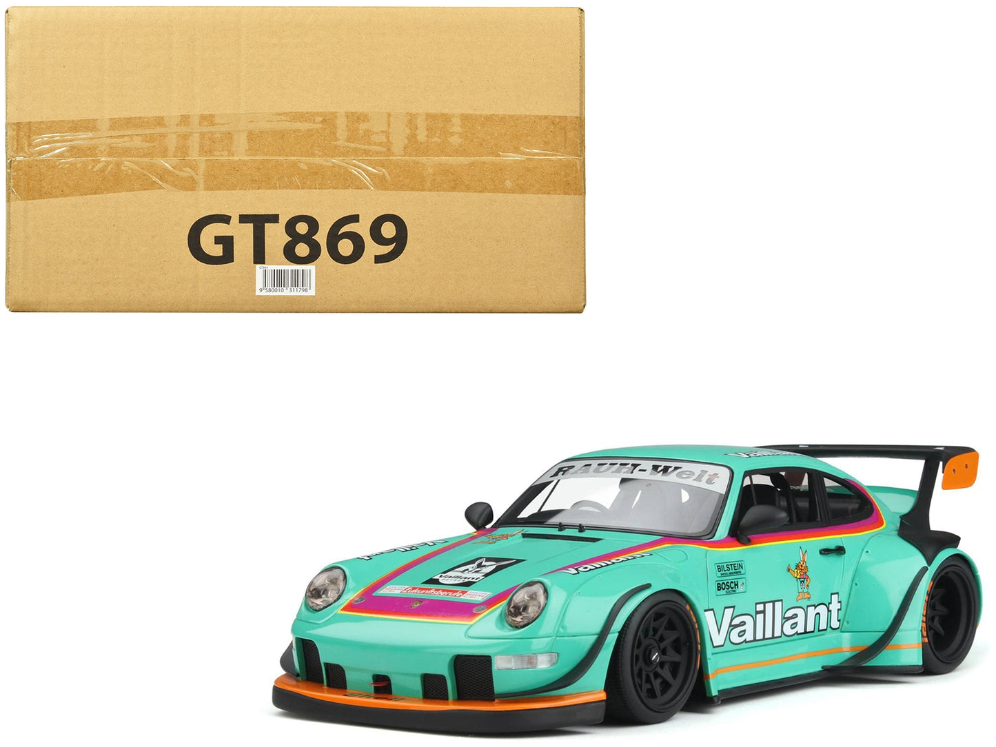 2022 RWB Bodykit "Vaillant" Light Green with Graphics 1/18 Model Car by GT Spirit