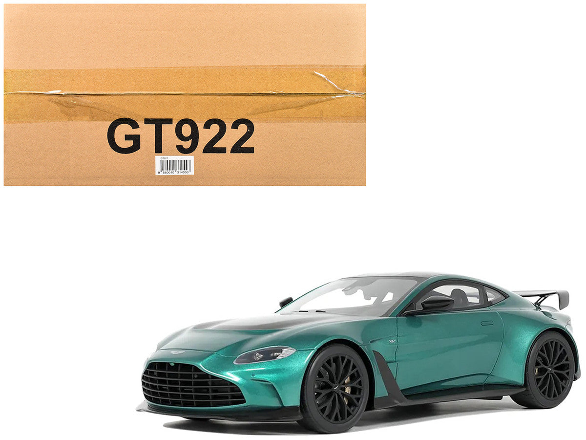 2023 Aston Martin Vantage V12 British Racing Green with Black Hood and Top 1/18 Model Car by GT Spirit-4