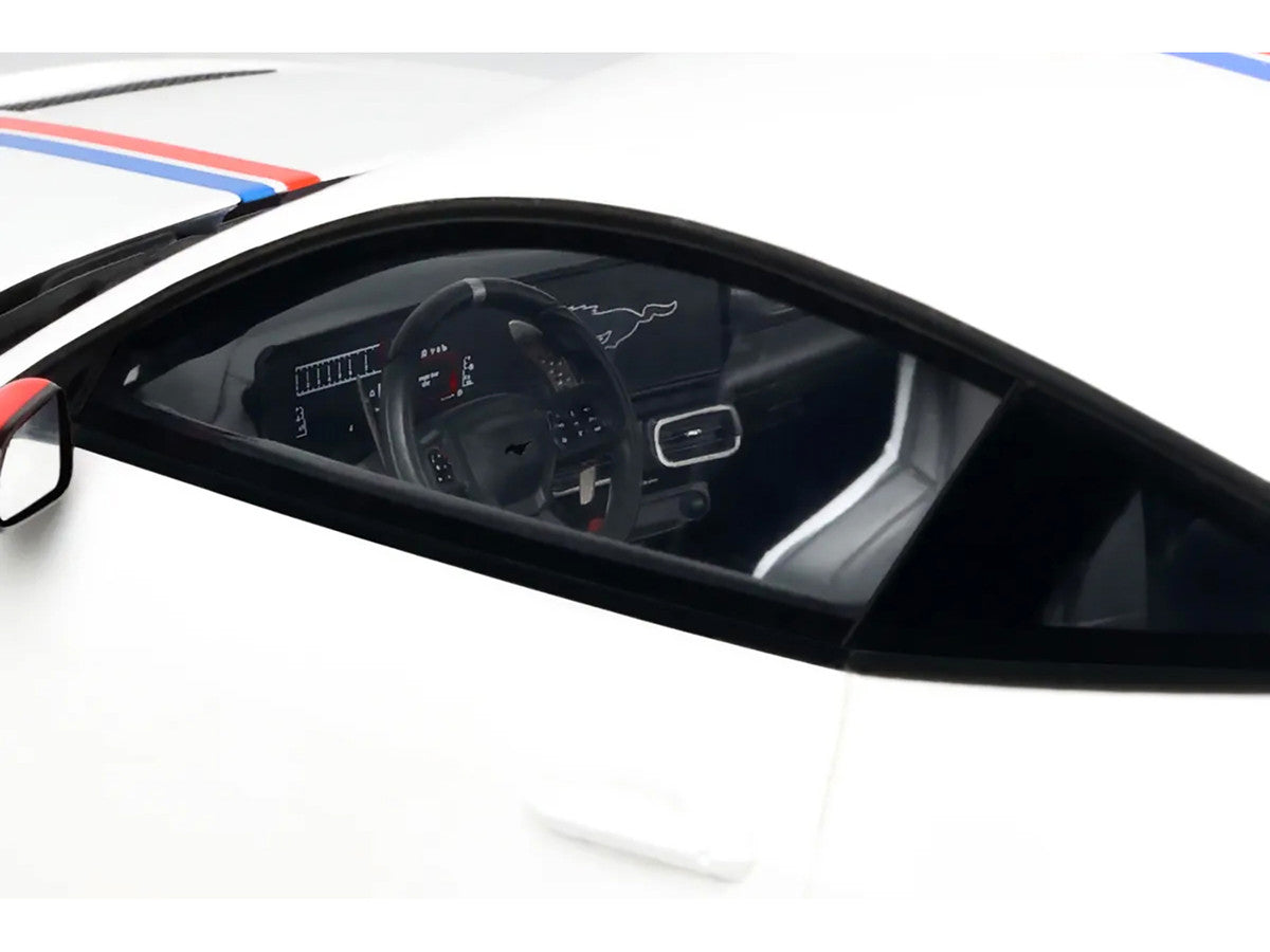 2025 Ford Mustang GTD "Spirit of America" Performance White with Blue and Red Stripes 1/18 Model Car by GT Spirit-1